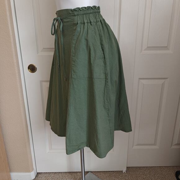 Kancy Kole sage green A-line midi skirt with pockets sz S - Picture 7 of 13